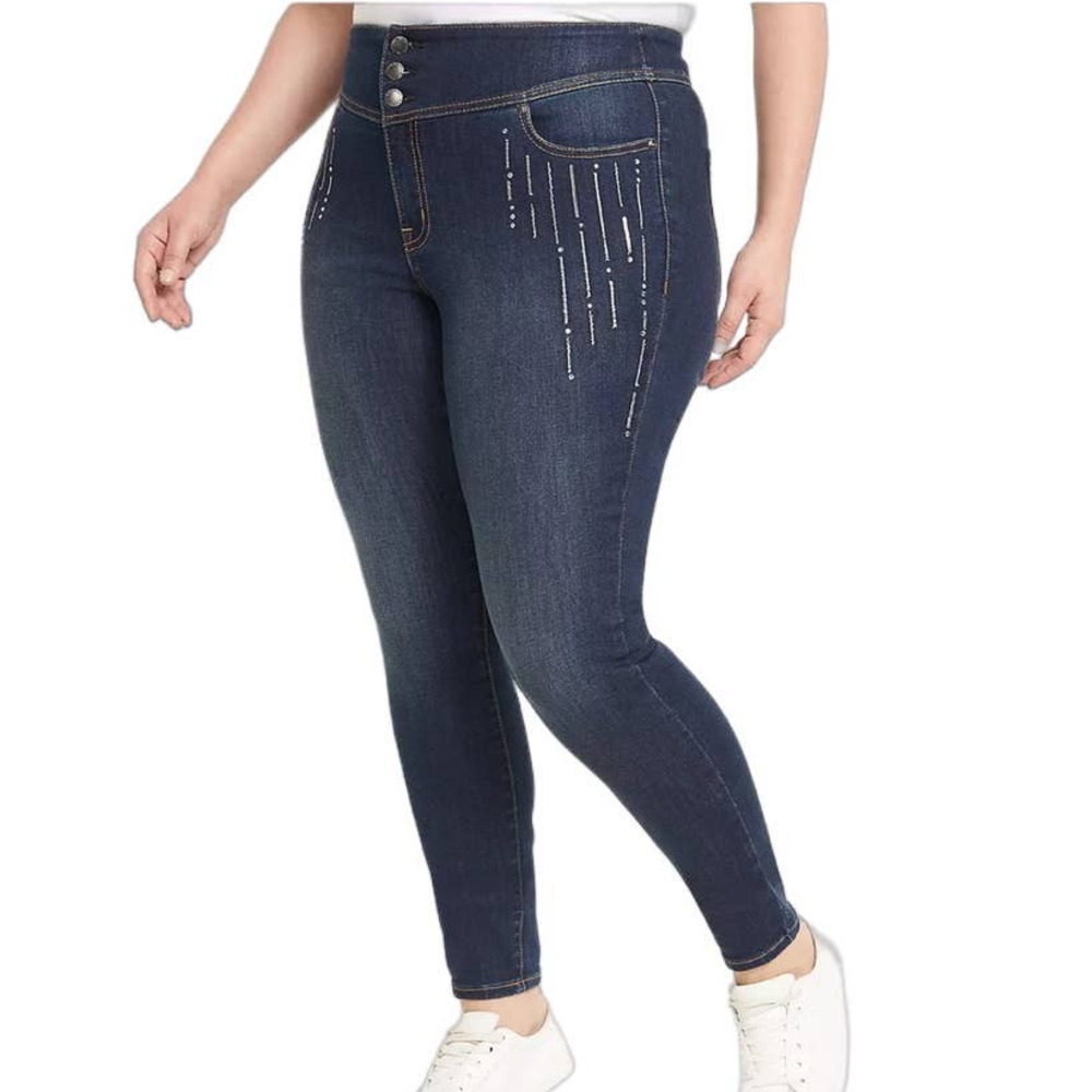 Lane Bryant Womens High-Rise Signature Fit Jegging Embellished Size 24 PETITE